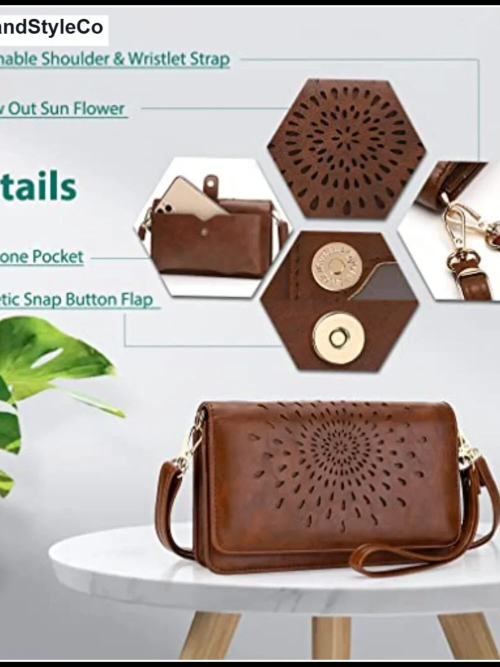 Women's Crossbody Bag with RFID Blocking Wristlet Wallet Phone Purse Vegan